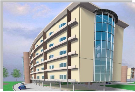 Architectural rendering of a hotel concept in Kumasi, Ghana