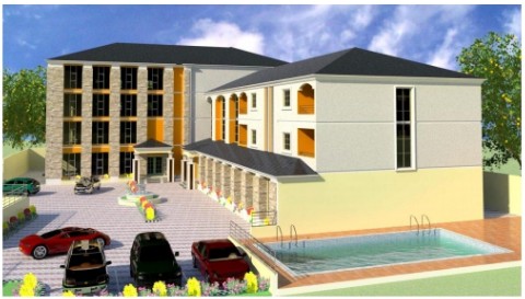 Architectural rendering of a multi-storey hospitality development in Awka